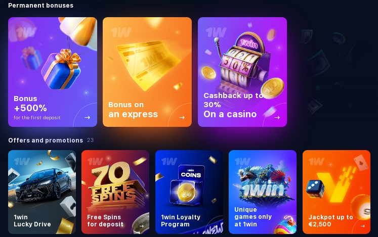 1win Available Casino Bonuses